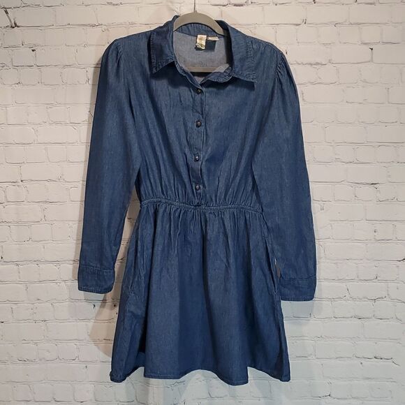 Mimi Chica dark denim chambray dress size M - Picture 1 of 9